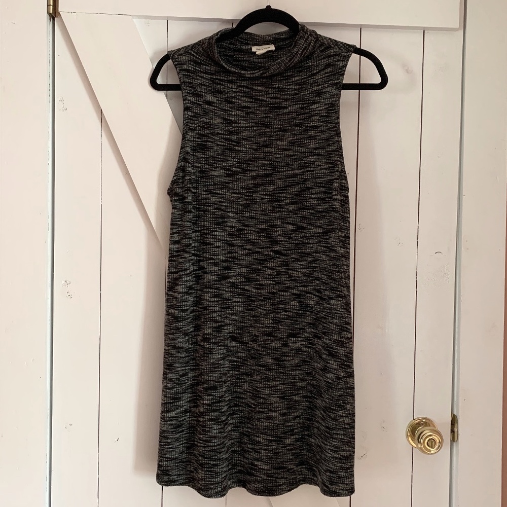 Boho Sundress Sleeveless Knit Mock Neck Mini Dress Festival Sun Dress